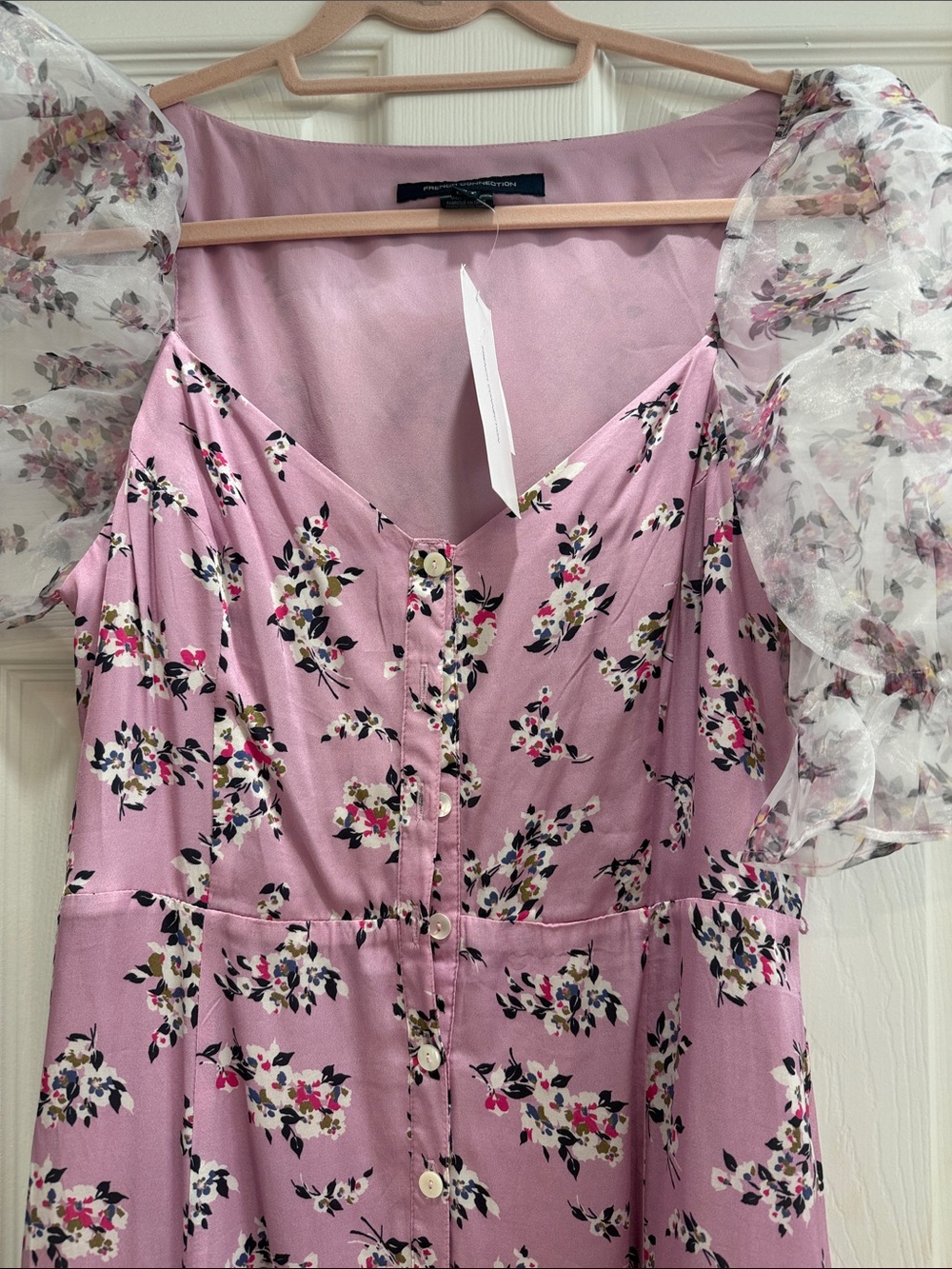 French Connection printed Pink button down dress - Picture 6 of 9
